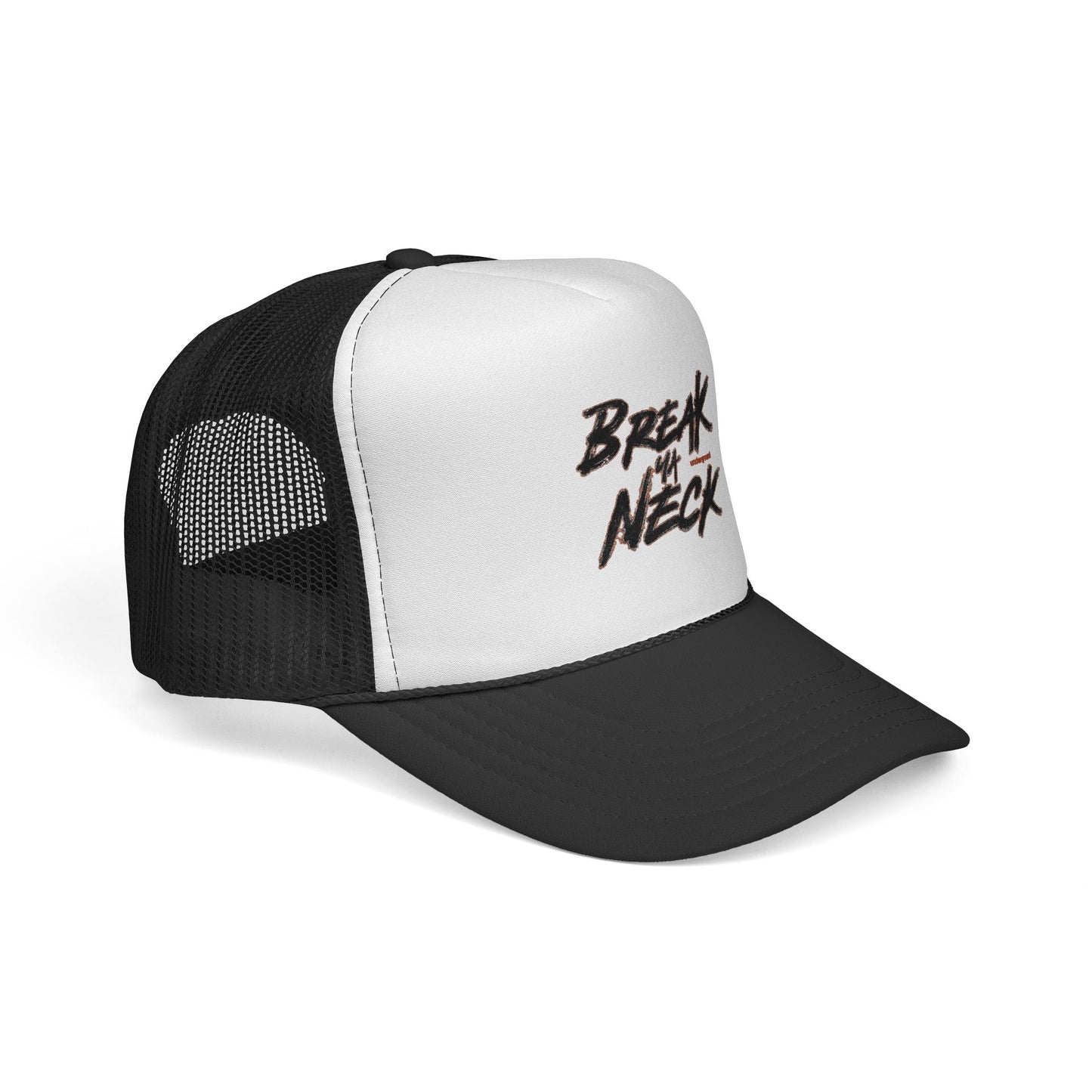 Break My Neck Trucker Cap – Bold Script Mesh Hat for Riders & Streetwear