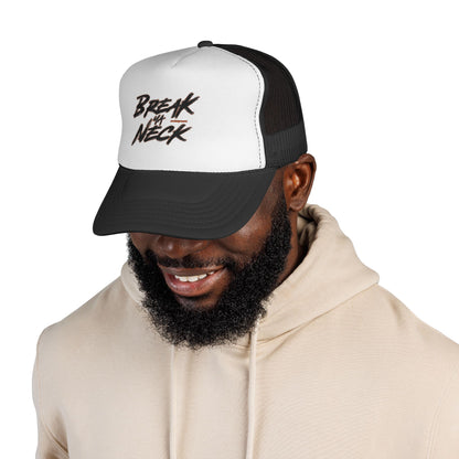 Break My Neck Trucker Cap – Bold Script Mesh Hat for Riders & Streetwear