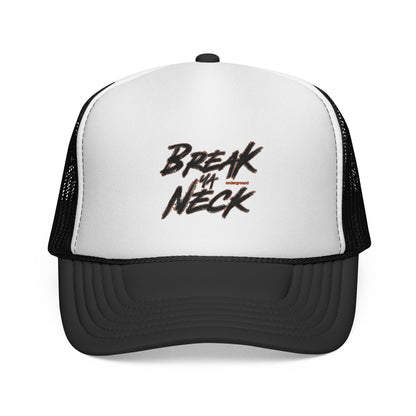Break My Neck Trucker Cap – Bold Script Mesh Hat for Riders & Streetwear